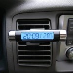 Digital thermometer + clock, with light, for auto